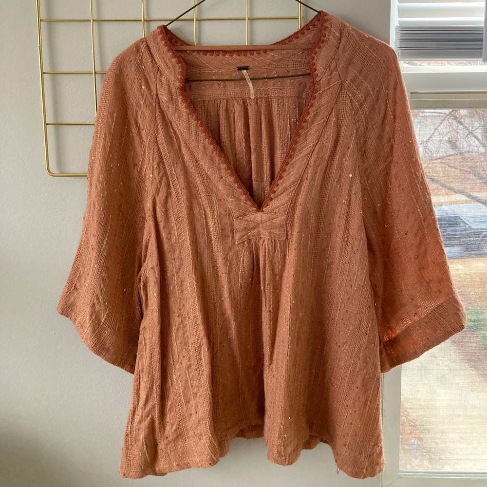Pink sequin Free People blouse